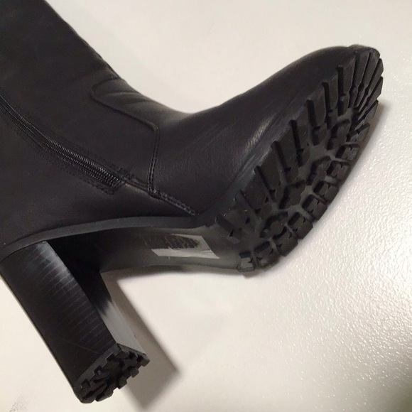 Over the Knee Combat Boots in Black - Picture 2 of 7